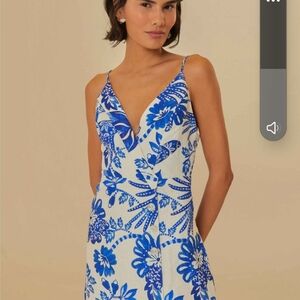 Farm Rio - Off White Floral Birds Euroflax Mini dress Large.